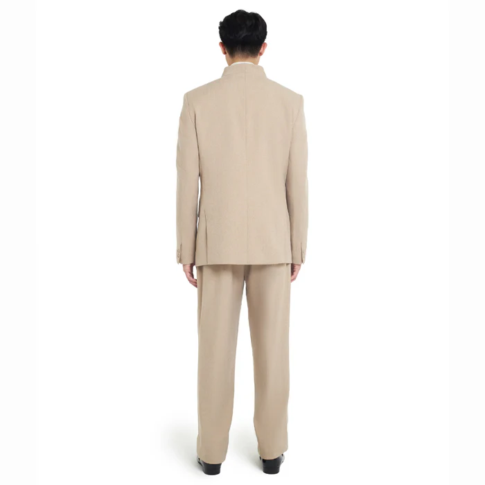 BEIGE COLLARLESS BLAZER - Image 4