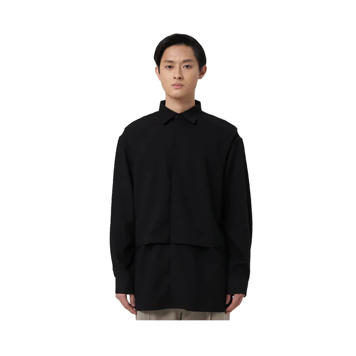 BLACK COLLARED SHIRT WITH LAYER