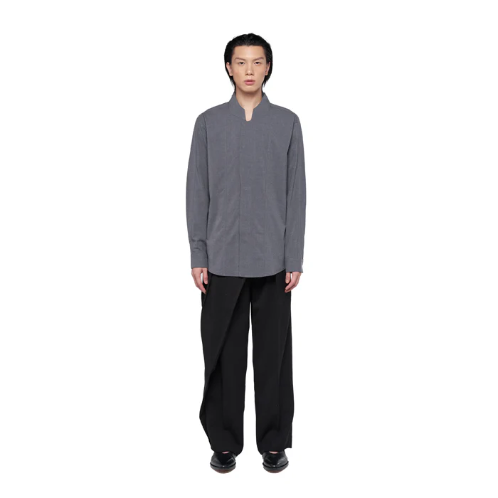 GREY LONGSLEEVES SHIRT WITH REVERSE COLLAR JR - Image 2