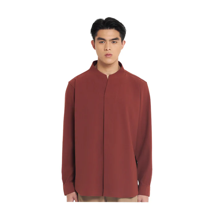 TERRACOTA COLLARLESS PART 1 LONGSLEEVES SHIRT
