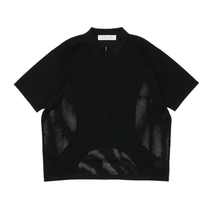 VENTILATION MESH KNIT ZIP POLO